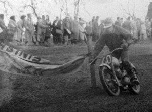 Brian riding his Greeves at a Scramble.